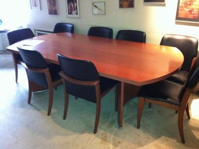 1 table de réunion 8 chaises cuir noir et...