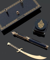 Pens, paperweights and inkwells