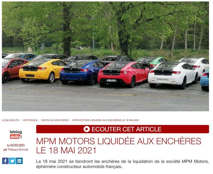LE BLOG AUTO | MPM MOTORS LIQUIDÉE AUX ENCHÈRES LE 18 MAI 2021 | 4 MAI 2021