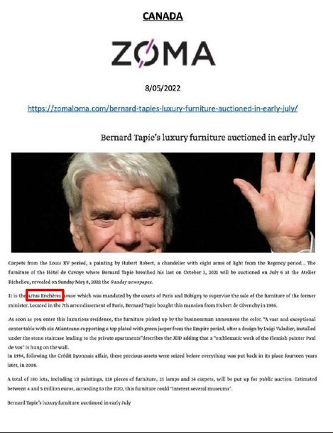 ZOMA | BERNARD TAPIE'S LUXURY FURNITURE AUCTIONED IN EARLY JULY | 08 MAI 2022