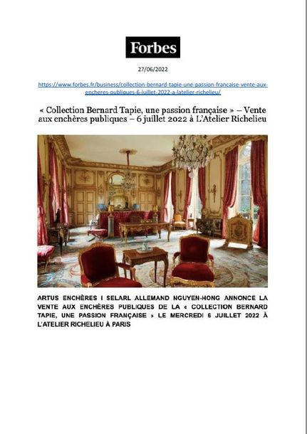 FORBES | COLLECTION BERNARD TAPIE, UNE PASSION FRANCAISE | 27 JUIN 2022