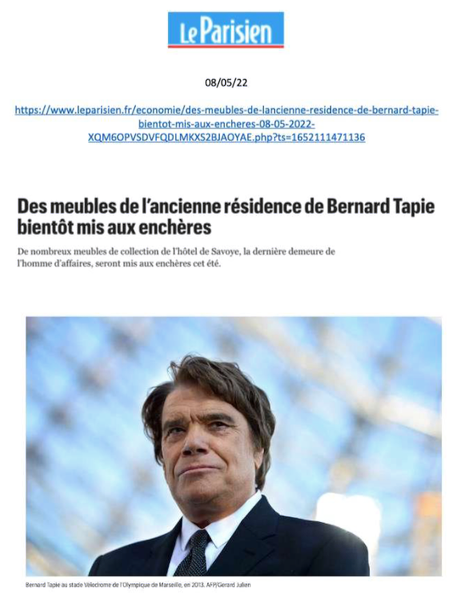 LE PARISIEN I DES MEUBLES DE L'ANCIENNE RESIDENCE DE BERNARD TAPIE BIENTÔT MIS AUX ENCHERES I 8 MAI 2022