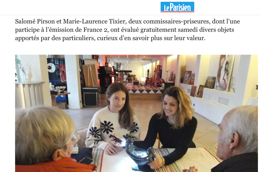 Retrouvez l'article dans Le Parisien Digital sur la journée d'expertise à La Folie Barbizon le samedi 28  janvier par nos commissaires-priseurs Marie-Laurence Tixier et Salomé Pirson