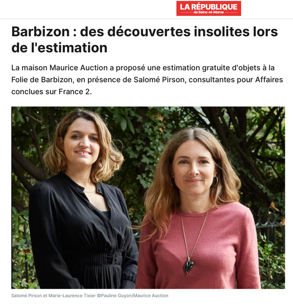 vez l'article dans La République de Seine-et-Marne, sur la journée d'expertise à La Folie Barbizon du samedi 28  janvier par nos commissaires-priseurs