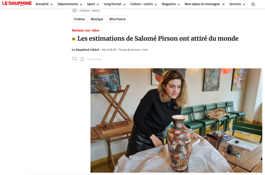 Retrouvez l'article dans Le Dauphiné Libre sur la journée d'expertise au café Julian à Romans-sur-isère le samedi 25 février par notre commissaire-priseur Salomé Pirson. 