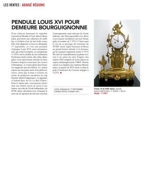 PENDULE LOUIS XVI POUR DEMEURE BOURGUIGNONE