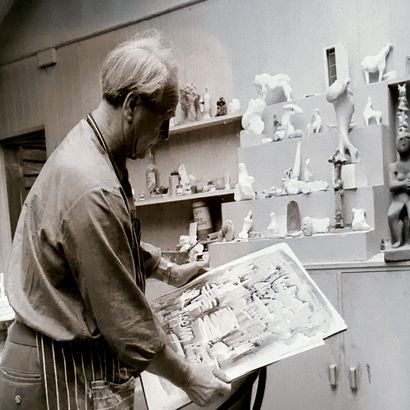 Henry Moore, un dessin et un écrit de sa main