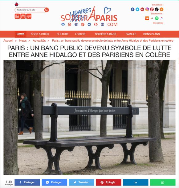  ► Paris : Un banc public devenu symbole de lutte entre Anne Hidalgo et des parisiens en colère
