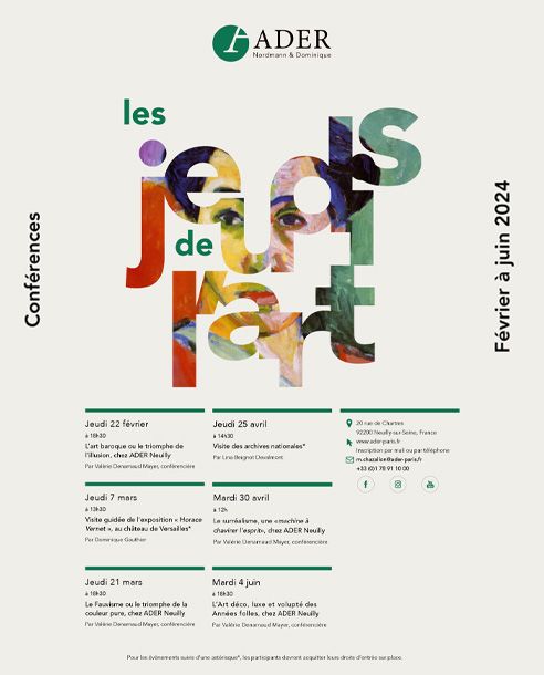 PROGRAMME DES JEUDIS DE L’ART 1er semestre 2024 - ADER NEUILLY