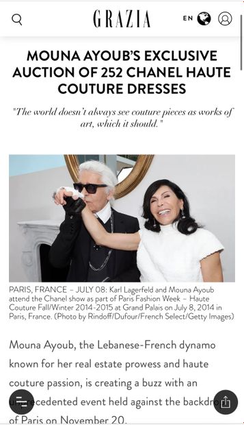 RETROUVEZ L'ARTICLE SUR NOTRE VENTE THE GOLDEN YEARS OF KARL LAGERFELD FOR CHANEL FROM THE MOUNA AYOUB HAUTE COUTURE COLLECTION DANS GRAZIA