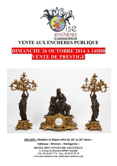 DIMANCHE 26 OCTOBRE 2014 A 14H00 VENTE DE PRESTIGE 