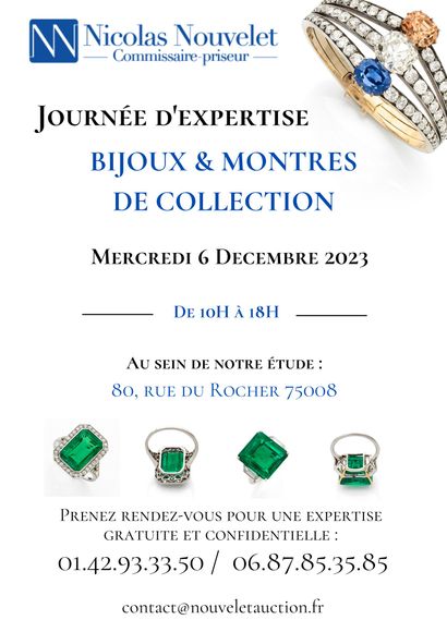 MERCREDI 6 decembre 2023 - de 10h à 18h - Journée d'expertise Montres et Bijoux