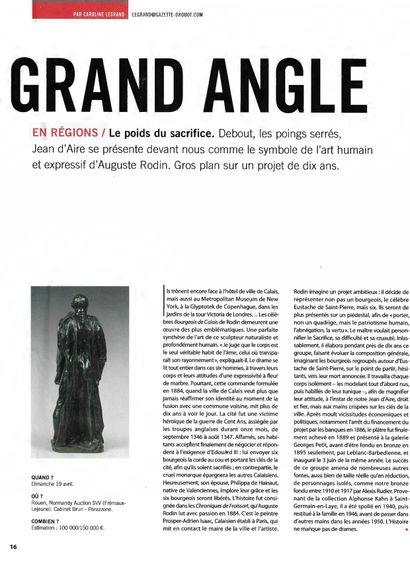 PARU DANS LA GAZETTE DE L'HÖTEL DROUOT DU 31 Avril 2015- N°13