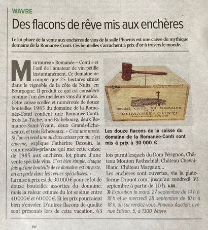 Exceptionnelle vente de vins