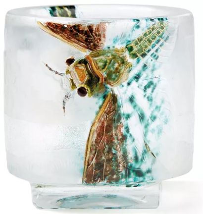 Emile Galle grasshopper glass vase on offer in Paris