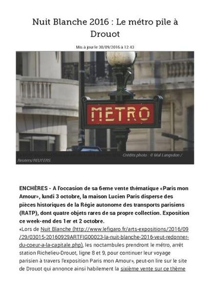 Nuit Blanche 2016 : Le métro pile à Drouot / FIGARO