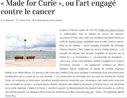 Vente au profit de l'Institut Curie à Drouot 