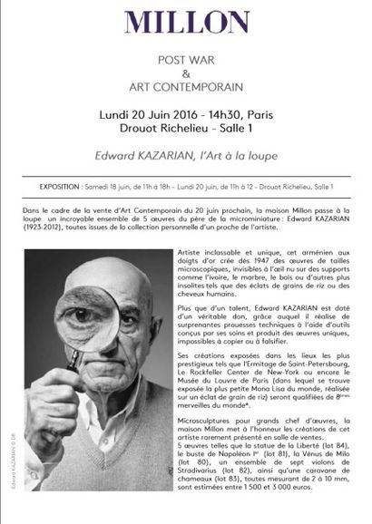 ANNONCE - ART CONTEMPORAIN - EDWARD KAZARIAN, L'ART A LA LOUPE