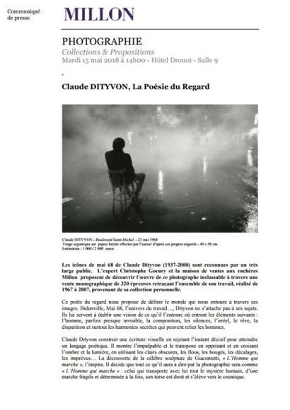 ANNONCE<br> Claude DITYVON, La Poésie du Regard<br>Photographie