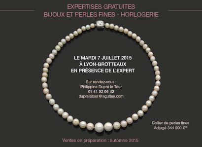 Expertises Bijoux & Perles fines, Horlogerie - 07/07/15 - Lyon-Brotteaux