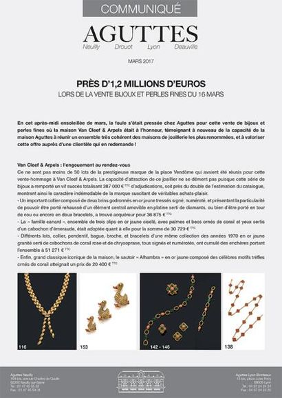 Bijoux & Perles Fines - Près d'1,2 millions d'euros lors de la vente du 16 mars 2017