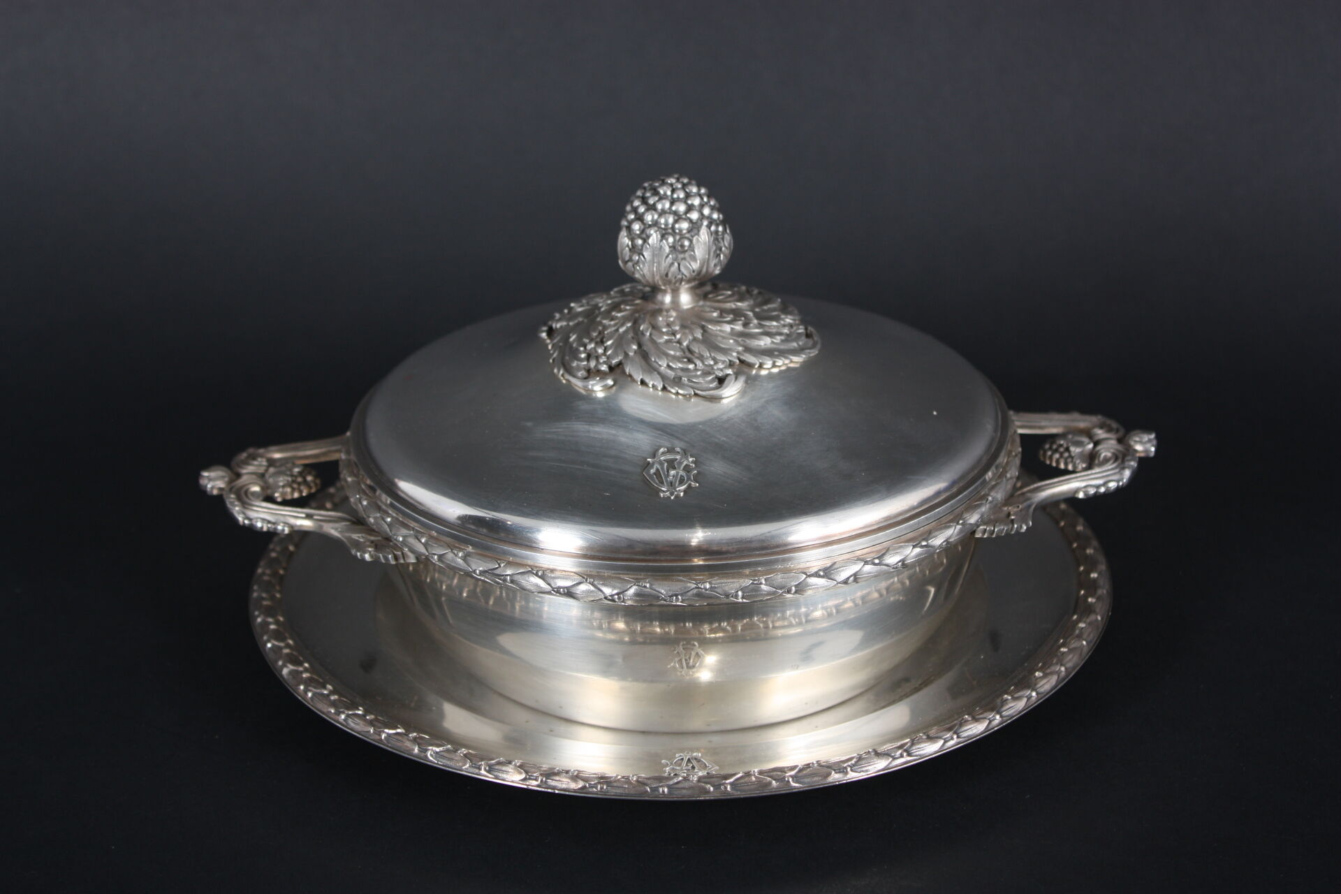 Silver vegetable dish and display stand wi... | Plates and Dishes: bids
