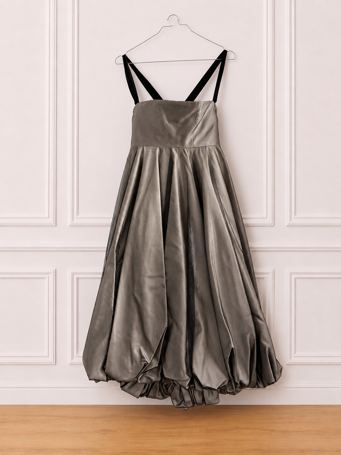 grey babydoll dress Pleated Silk Mousseline Babydoll Dress (Women)