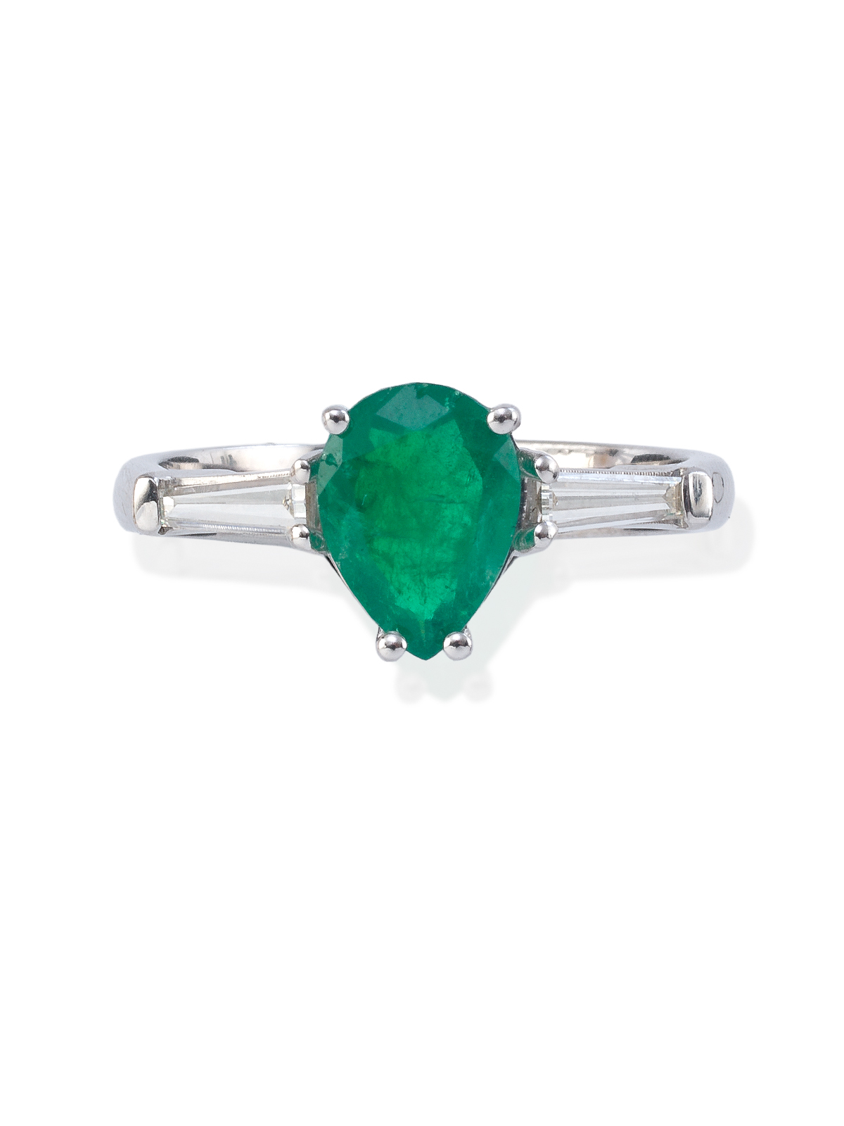 Bague ornée d'une émeraude en forme de poire flan... Bagues enchères — free download