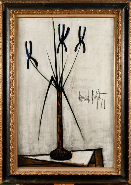 BERNARD BUFFET (1928-1999) Iris dans un vase,...