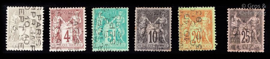 Null FRANCE Émission 1876/1900 Type SAGE, PRÉOBLITÉRÉS : N°13, 14, 15, 16, 18, 1&hellip;