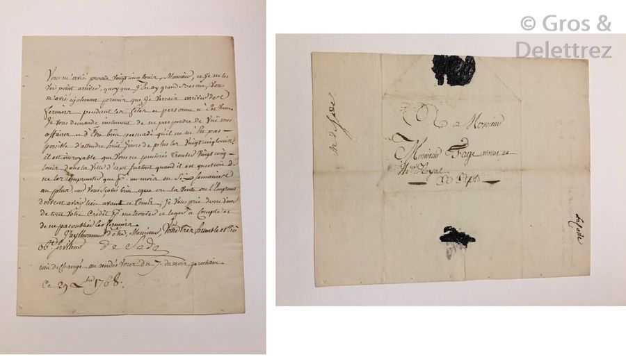 Null Marquis de SADE (1740-1814) Lettre autographe signée, adressée le 29 décemb&hellip;
