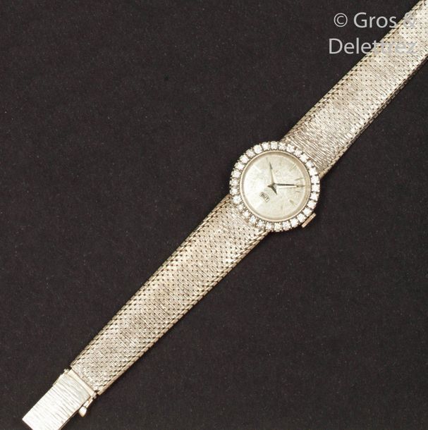 Null Bracelet-montre de dame en or gris, cadran gris amati avec index appliqués &hellip;