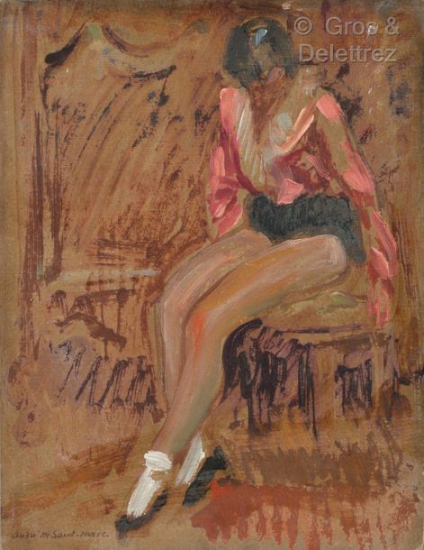 Null André MEAUX SAINT MARC (1885-1941)

Danseuse assise 

Huile sur carton

Sig&hellip;