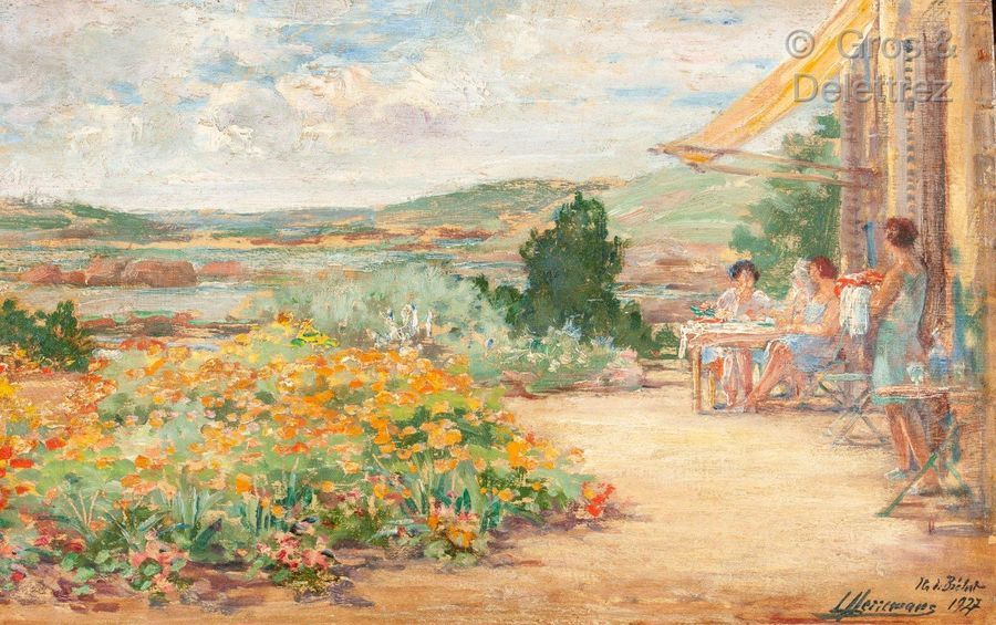 Null 李文-海尔曼斯(布鲁日 1858-1907 Drogenbos)

午餐，布雷哈特岛

油画

26.5 x 42厘米

签名、日期和右下角的位置