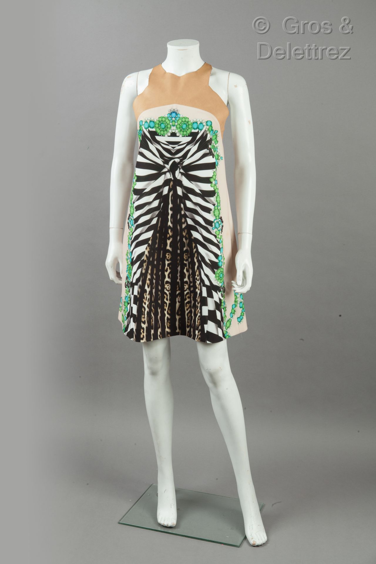 Just CAVALLI Polyester dress printed with a zebra mini dress pattern in a rhines&hellip;