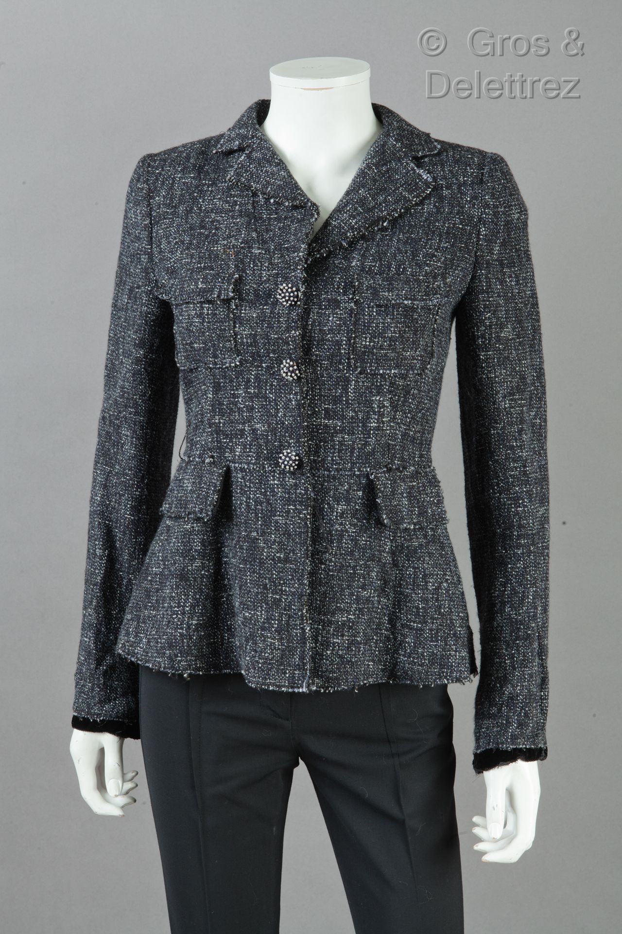 PHILOSOPHY DI ALBERTA FERRETTI Jacket in black, white, grey mottled tweed with f&hellip;