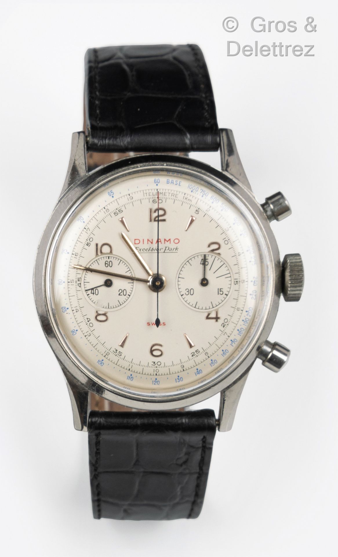 DINAMO Excelsior Park. About 1950. Dinamo Club. 45 min. 

Steel chronograph with&hellip;