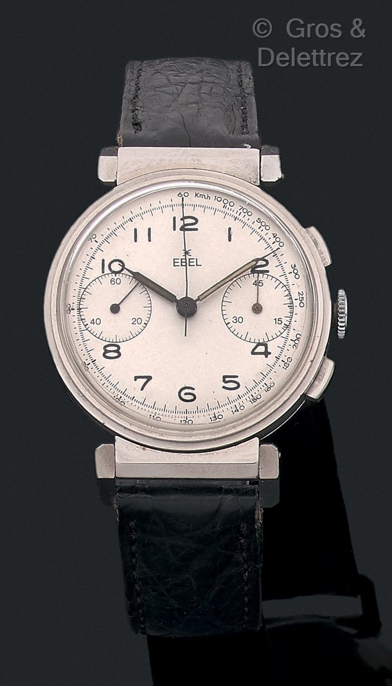 EBEL Circa 1940 

Men's 2-counter steel chronograph 

Silvered dial, Arabic nume&hellip;