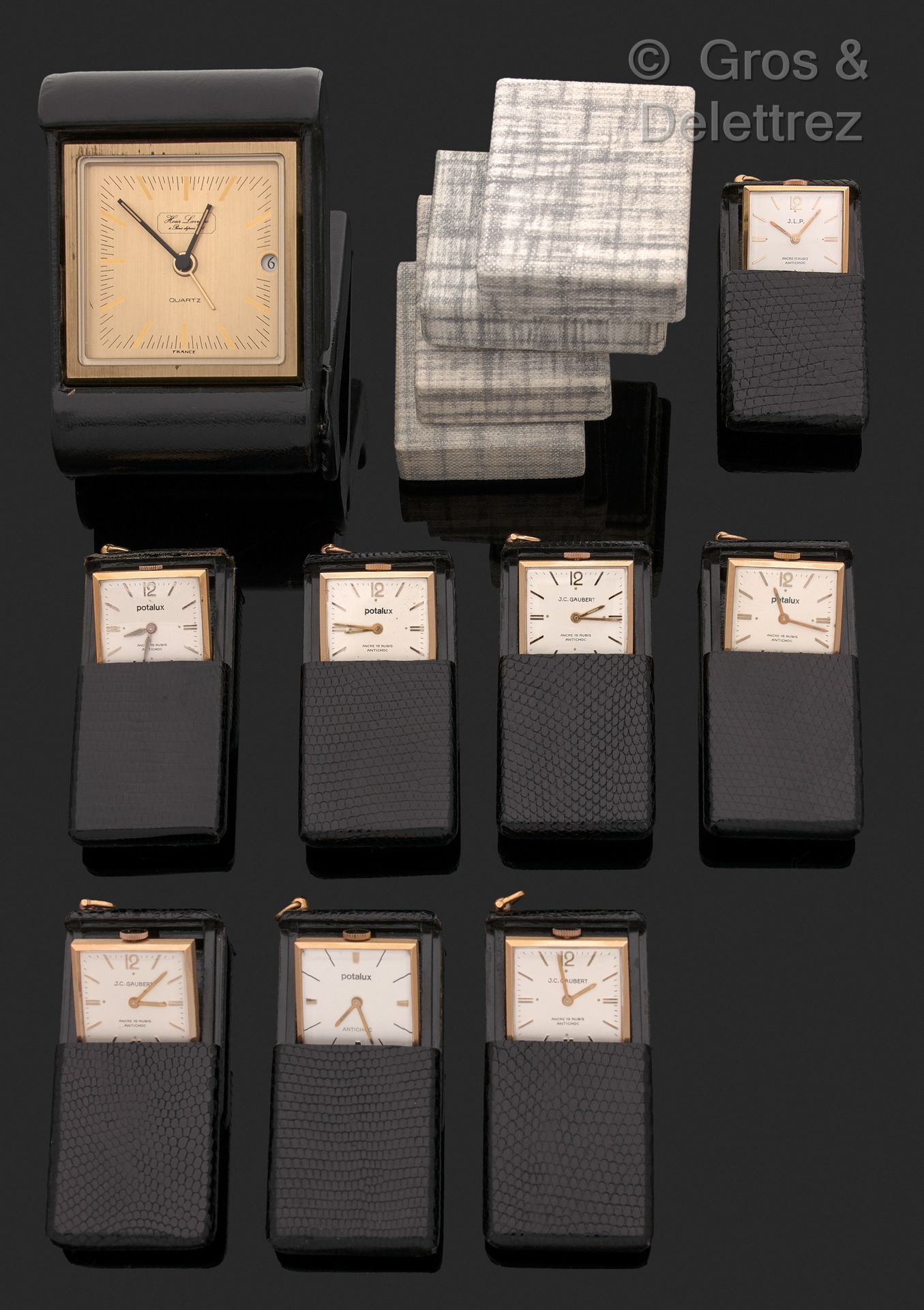 Null Set di 8 orologi da tasca moderni con Ados tipo eclisse. Circa 1960 firmato&hellip;