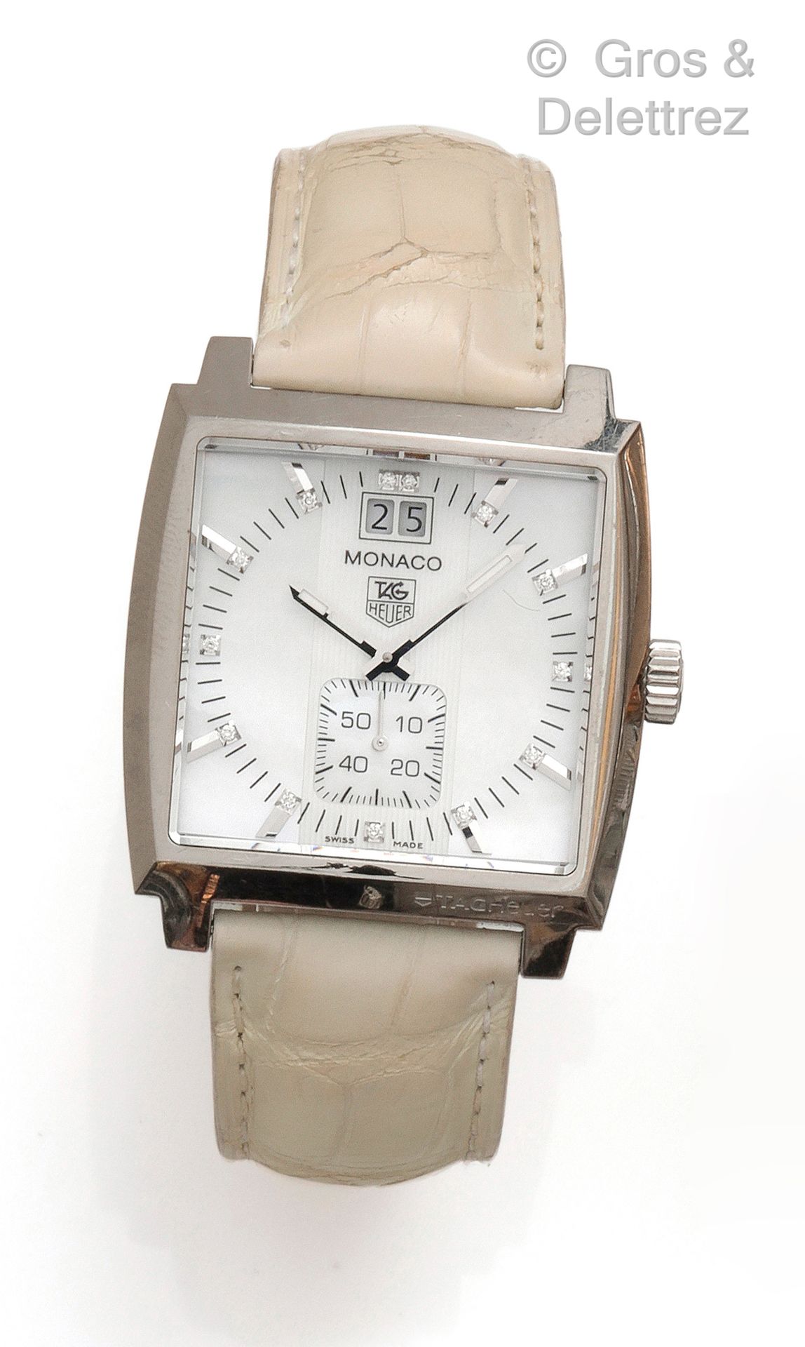 TAG HEUER « Monaco » – Bracelet-montre de dame en acier. Boîtier carré, cadran n&hellip;