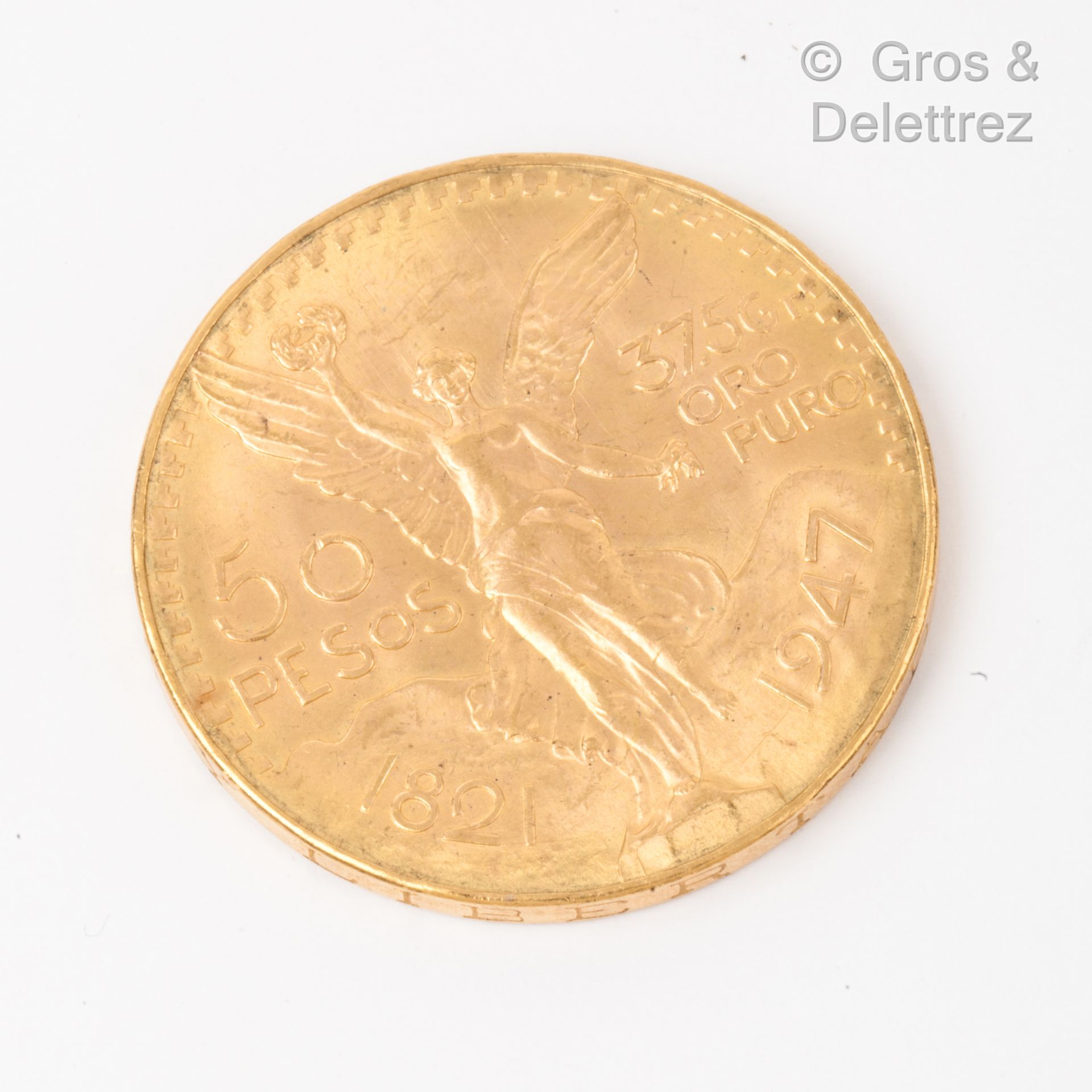 Null Pièce de 50 Pesos Mexicain en or. (1821-1947) P. Brut : 41,8g.
