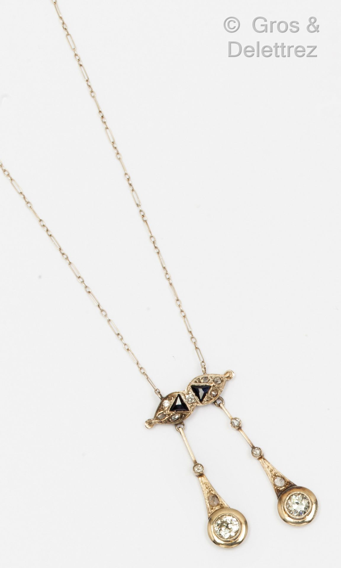 Null Halskette "Négligé" aus Weißgold, besetzt mit Steinen und Diamanten im Rose&hellip;