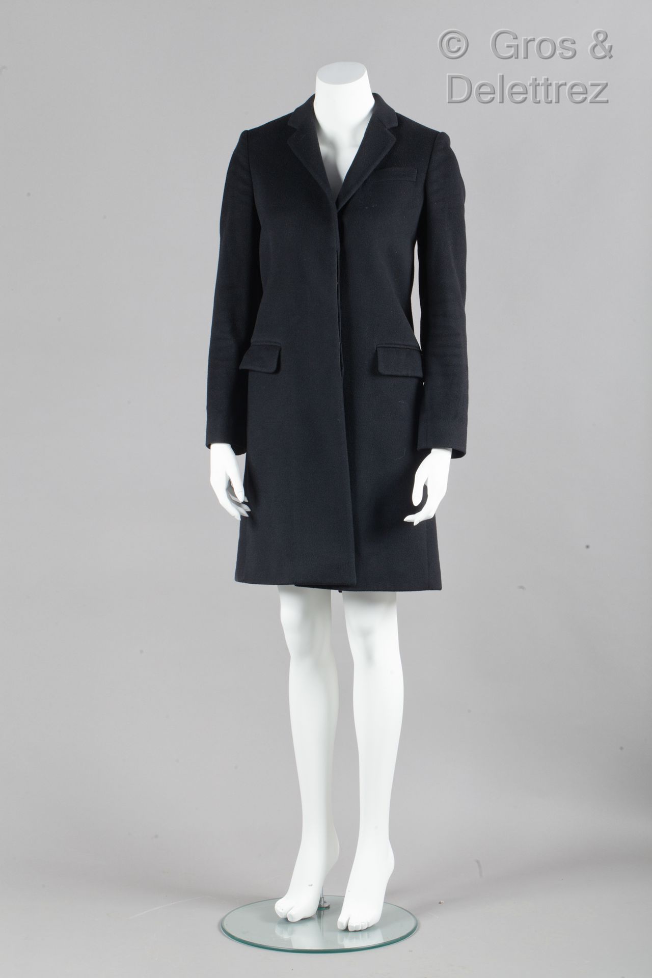 HELMUT LANG Coat in 100% black cashmere, notched shawl collar, single breasted b&hellip;