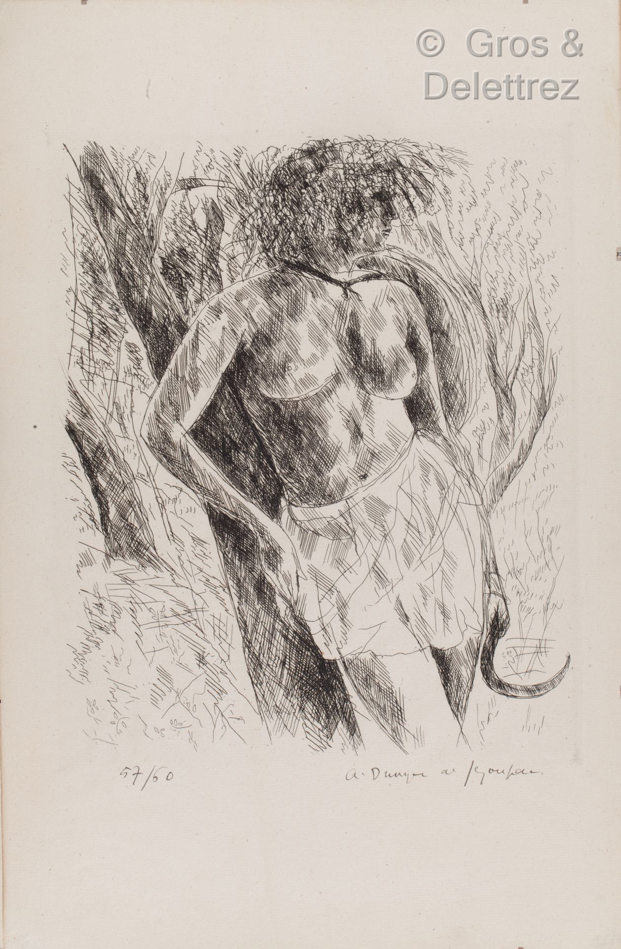 André DUNOYER DE SEGONZAC (1884 -1974) 拿着镰刀的女人

已签名的蚀刻版画，编号为57/60。

纸张：44 x 30 c&hellip;