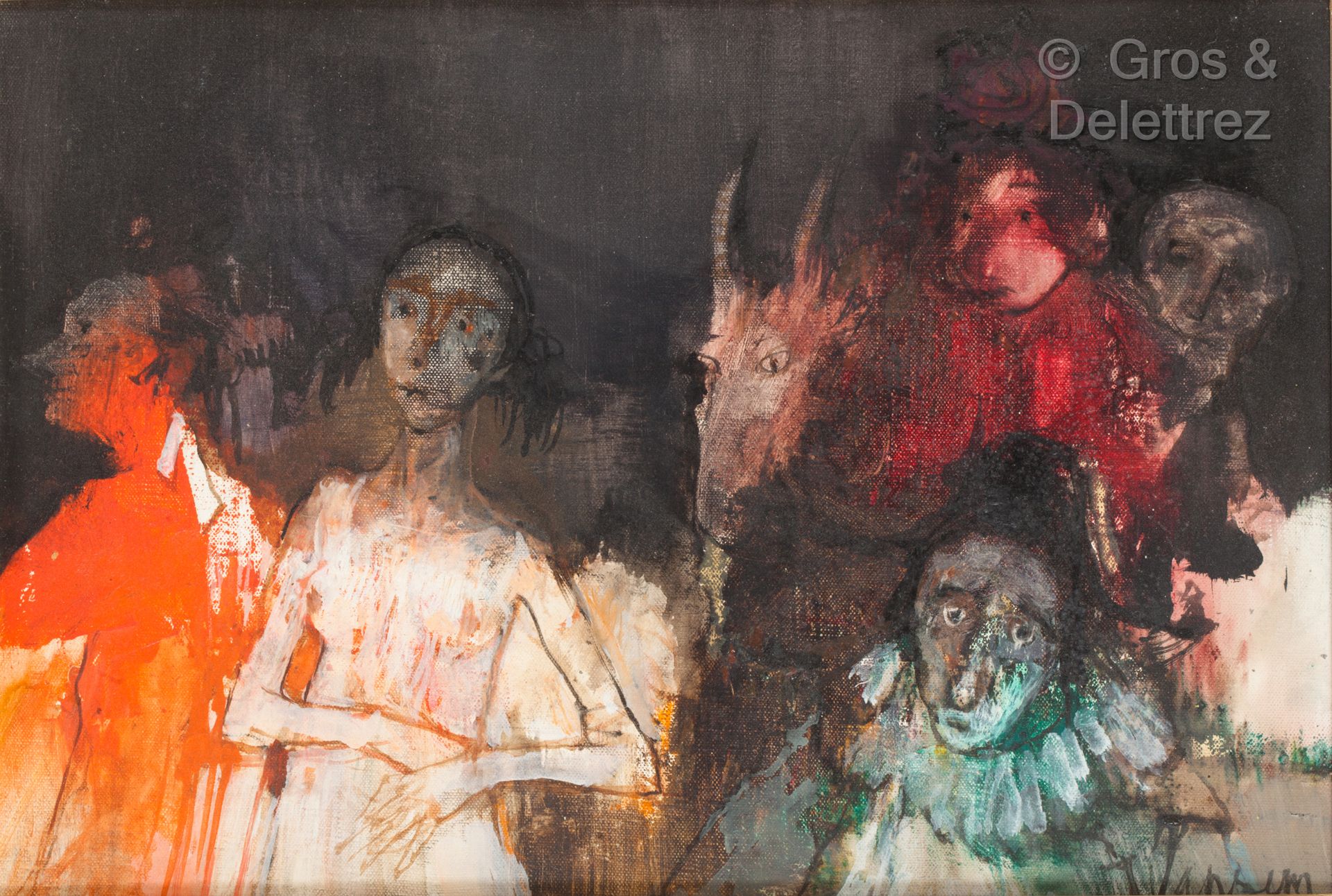 JEAN JANSEM (1920-2013) Etude pour la fête écarlate

Huile sur toile.

Signée en&hellip;