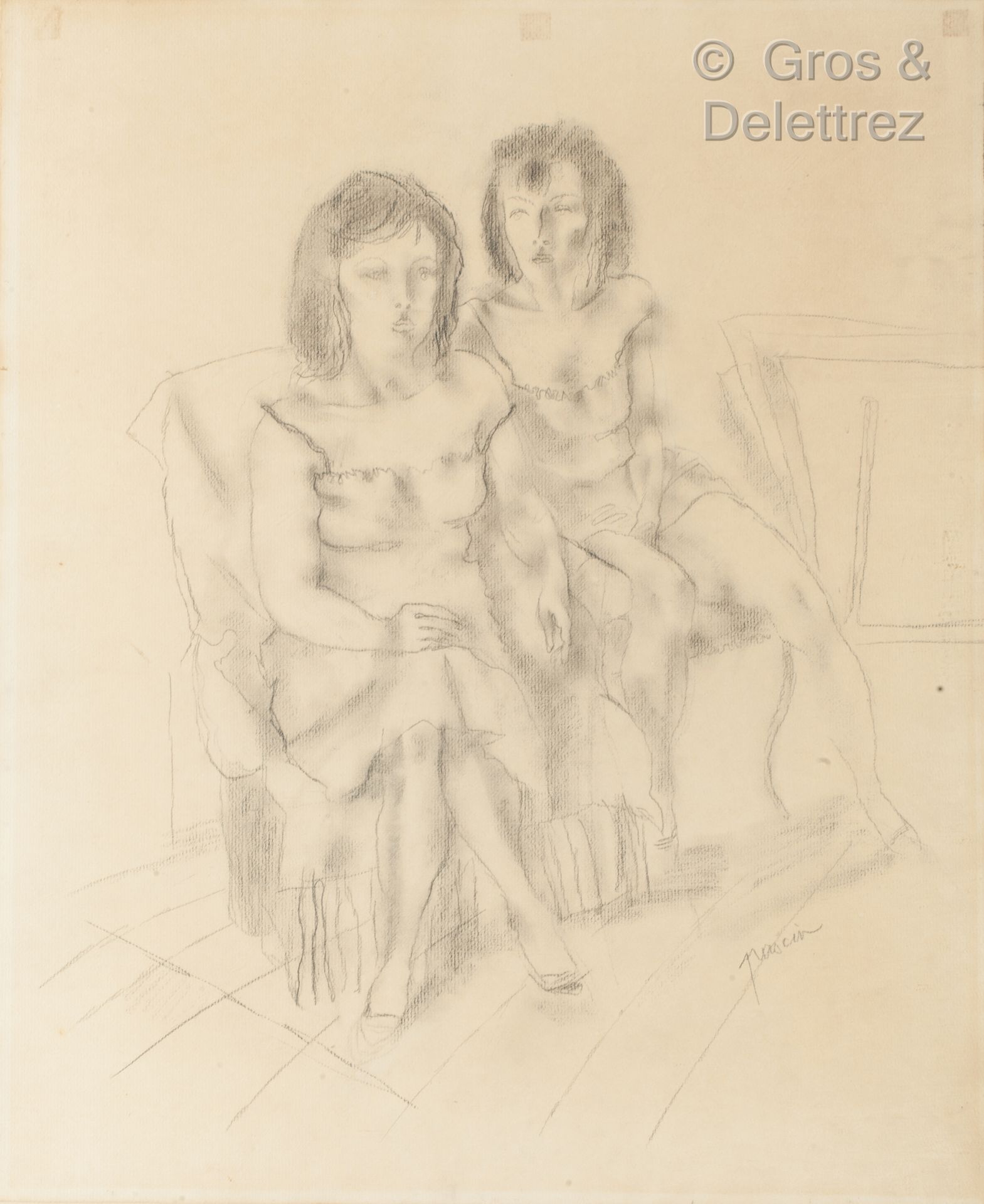 Jules PASCIN (1885-1930) Couple

Pencil on paper. 

Signed lower right. 

50 x 4&hellip;
