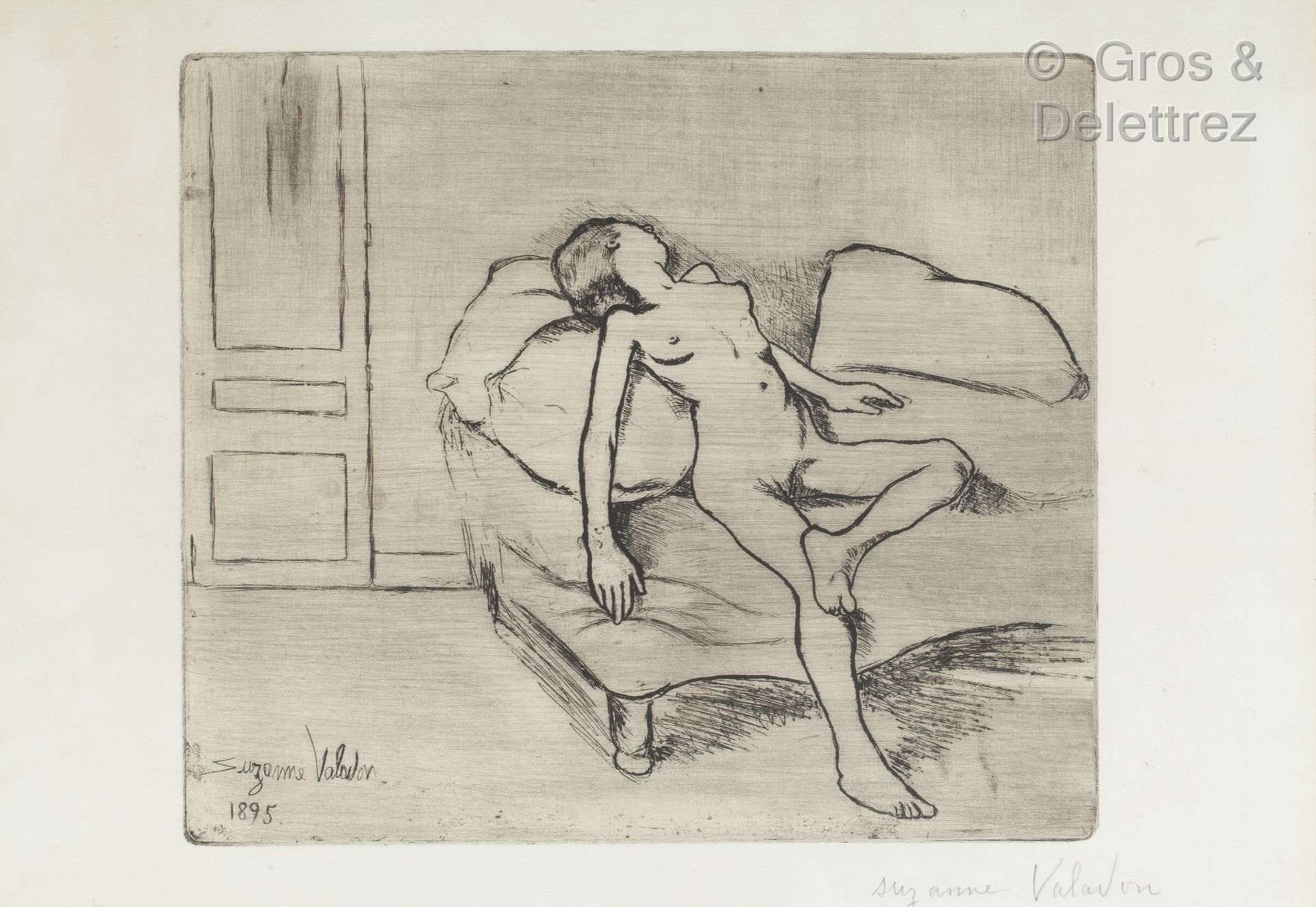 Suzanne VALADON (1865 - 1938) Louise desnuda en el sofá, 1895. 

Barniz blando f&hellip;