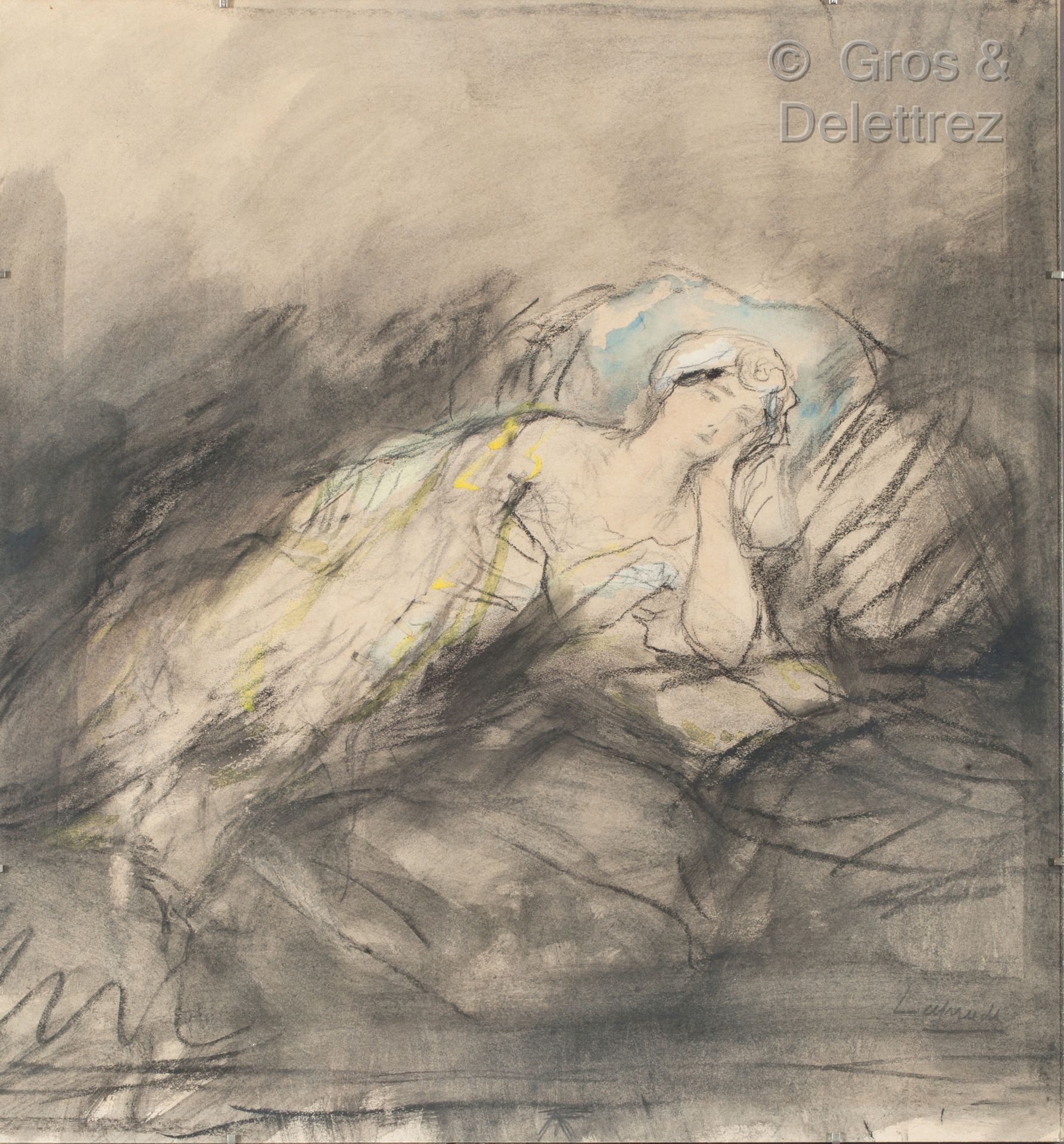 Pierre LAPRADE (1875-1931/32) Elegante extensión 

Lápiz, tinta y acuarela sobre&hellip;