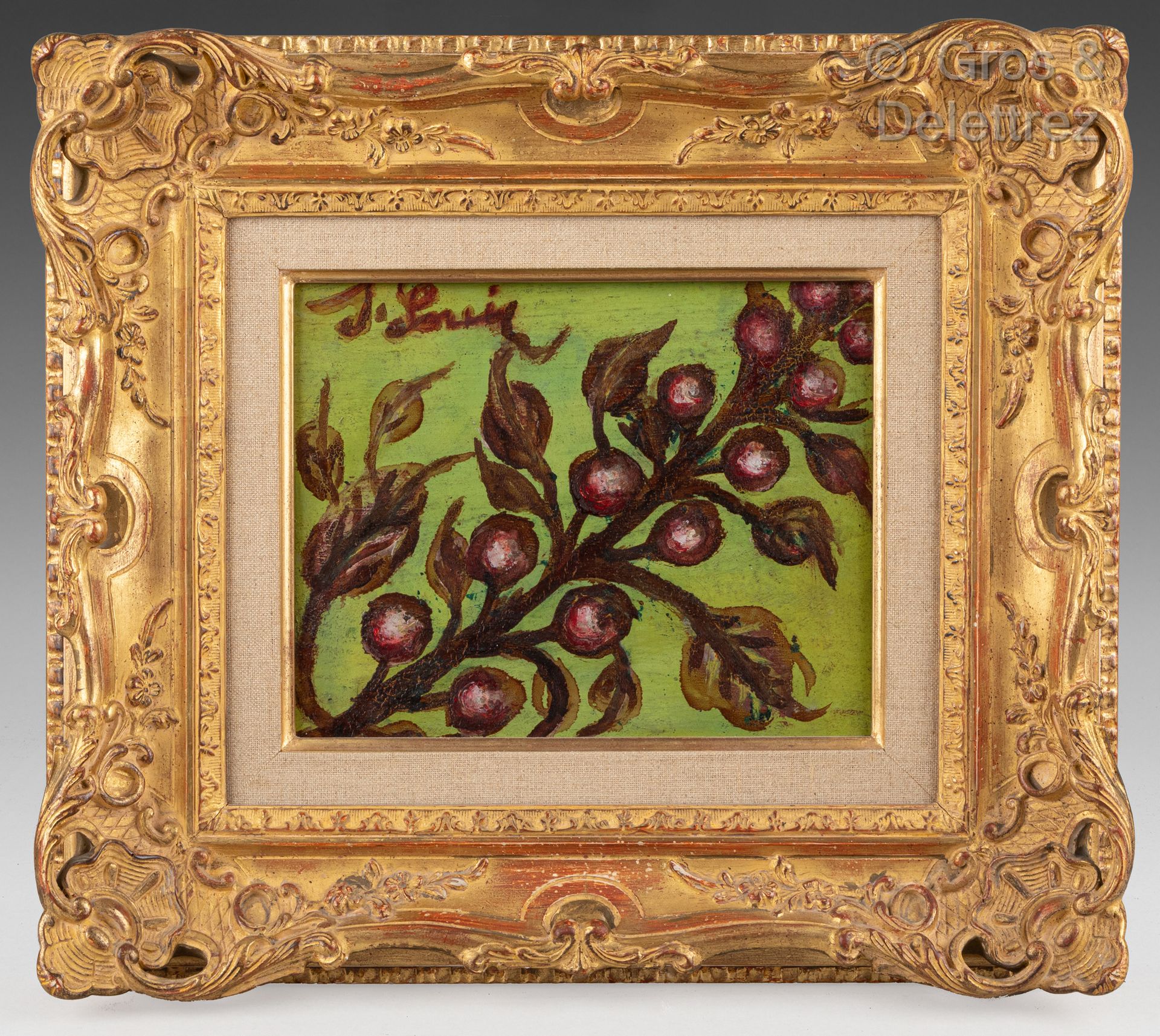 Attribué à Séraphine DE SENLIS (1864-1942) Ramas de cerezos 

Óleo sobre tabla. &hellip;