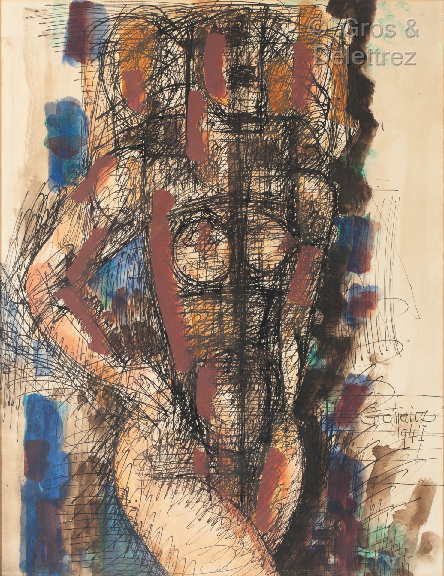 Marcel GROMAIRE (1892-1971) Nu debout

Plume, encre de Chine et aquarelle. 

Sig&hellip;